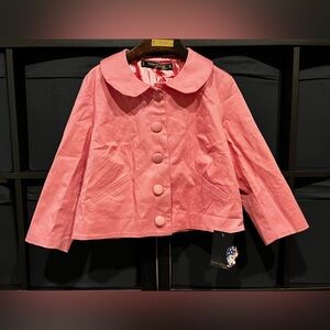 Pinup Couture PUG Laura Byrnes Bubblegum Pink Crop Jacket Size L NWT